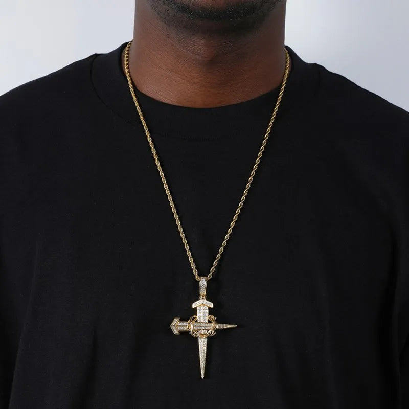 Cross and Thorns Necklace | 18k Gold Plated